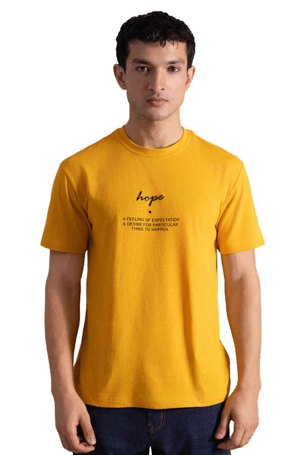 Galego Hope Printed Yellow Cotton T-Shirt